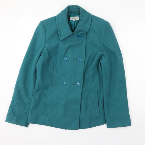 Marks and Spencer Womens Green Pea Coat Jacket Size 10 Button