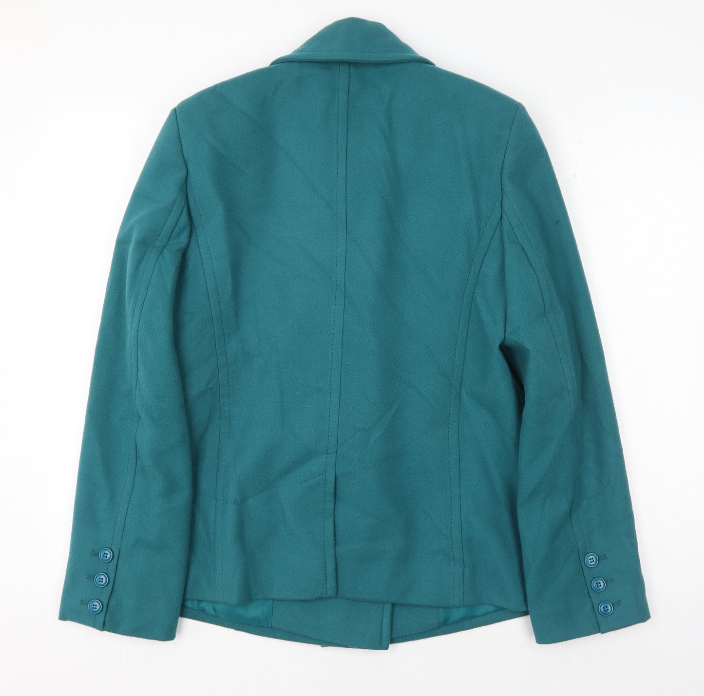 Marks and Spencer Womens Green Pea Coat Jacket Size 10 Button