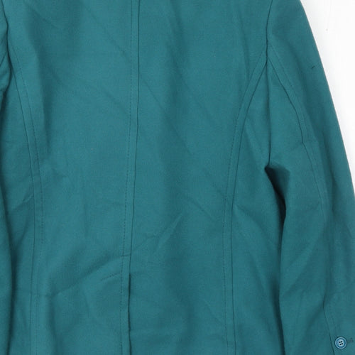 Marks and Spencer Womens Green Pea Coat Jacket Size 10 Button