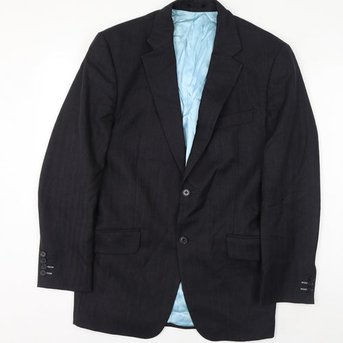 Preworn Mens Black Striped Wool Jacket Suit Jacket Size 40 Regular