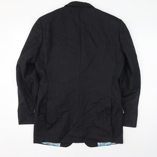 Preworn Mens Black Striped Wool Jacket Suit Jacket Size 40 Regular