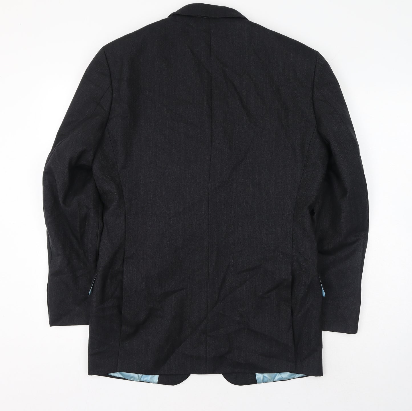 Preworn Mens Black Striped Wool Jacket Suit Jacket Size 40 Regular