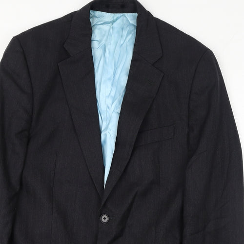 Preworn Mens Black Striped Wool Jacket Suit Jacket Size 40 Regular