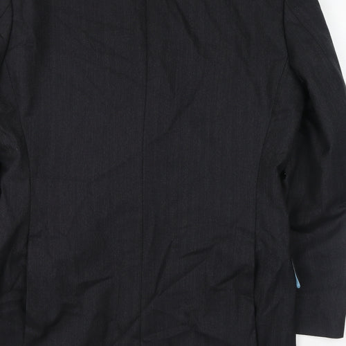 Preworn Mens Black Striped Wool Jacket Suit Jacket Size 40 Regular