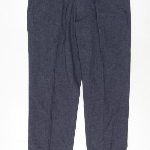Marks and Spencer Mens Blue Polyester Dress Pants Trousers Size 32 in Regular Hook & Eye