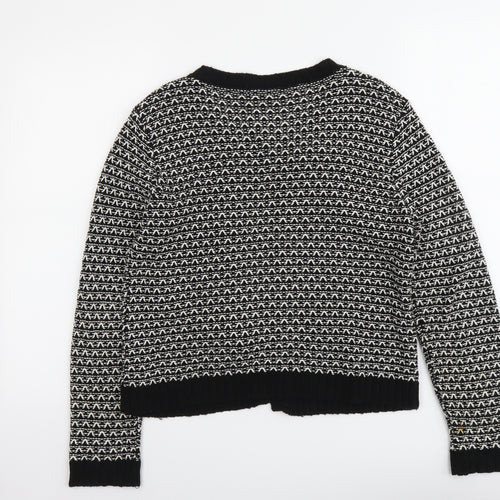 Klass Womens Black Scoop Neck Geometric Acrylic Cardigan Jumper Size M