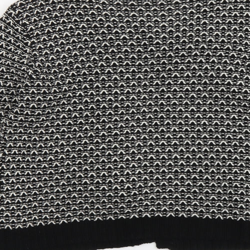 Klass Womens Black Scoop Neck Geometric Acrylic Cardigan Jumper Size M