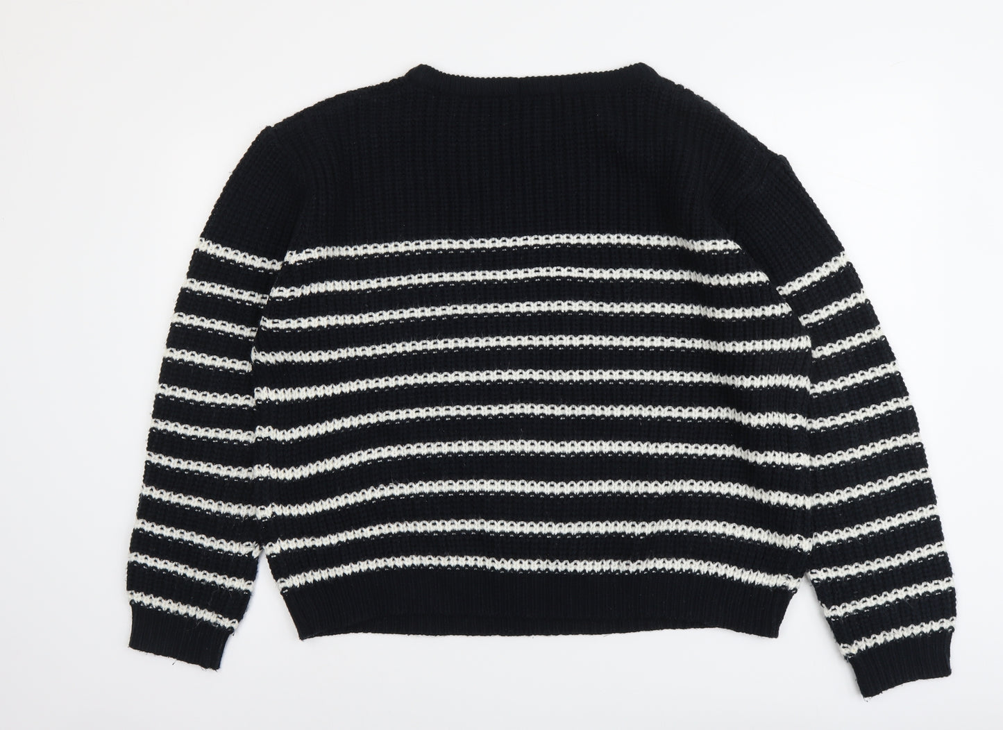 Atmosphere Womens Blue Boat Neck Striped Acrylic Pullover Jumper Size 20