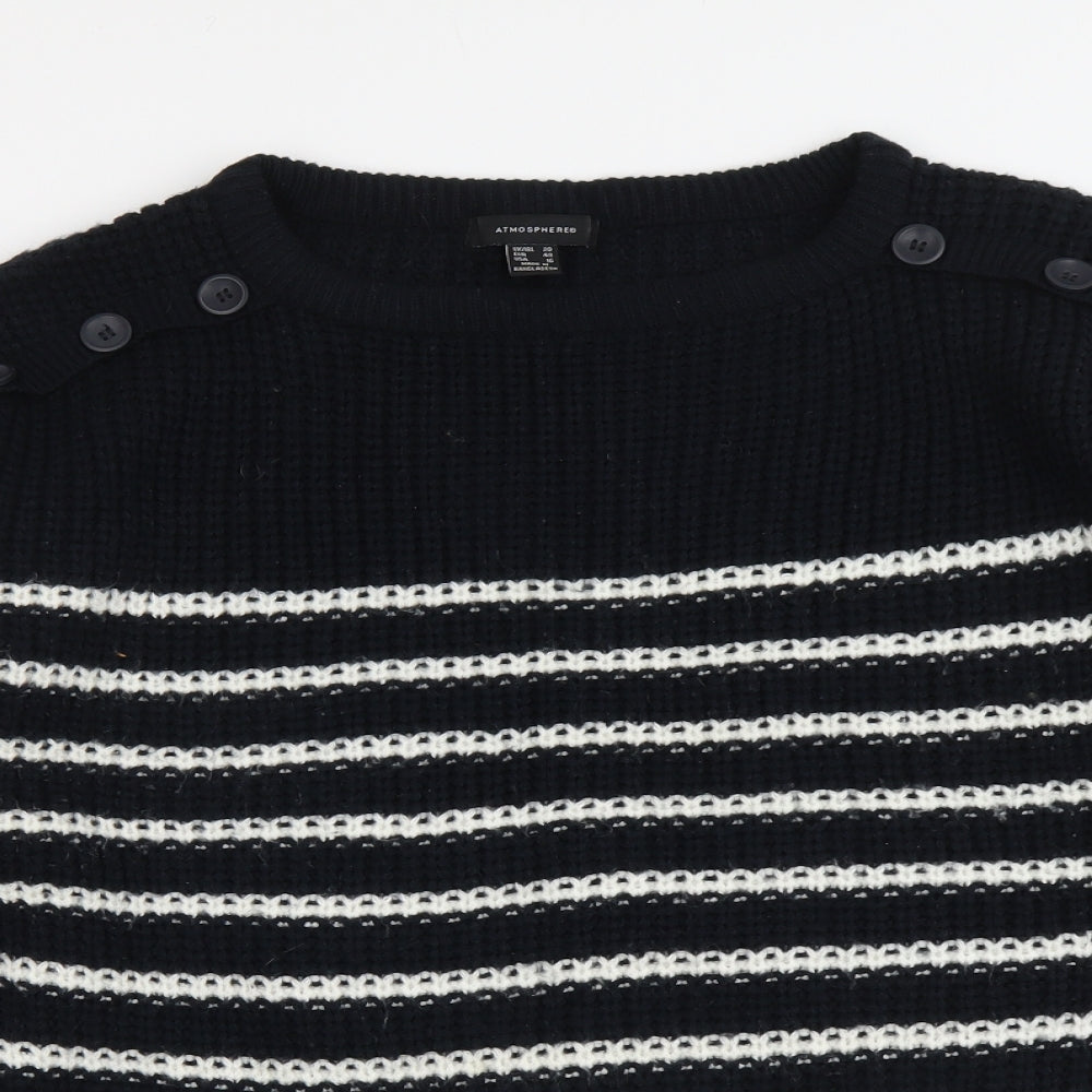 Atmosphere Womens Blue Boat Neck Striped Acrylic Pullover Jumper Size 20