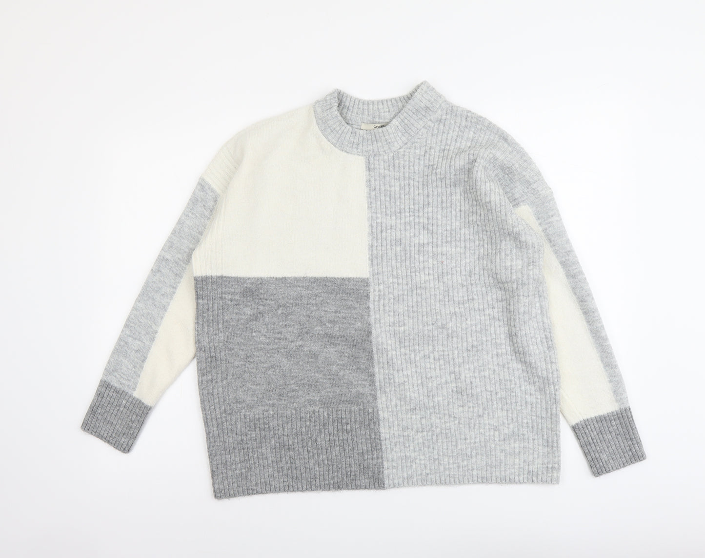 George Womens Grey Round Neck Acrylic Pullover Jumper Size M - Colourblock