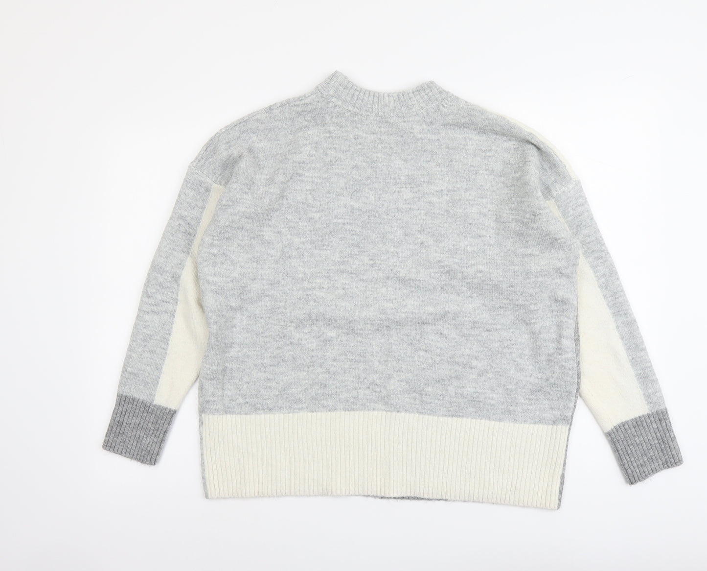 George Womens Grey Round Neck Acrylic Pullover Jumper Size M - Colourblock