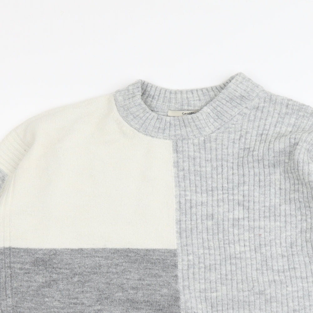 George Womens Grey Round Neck Acrylic Pullover Jumper Size M - Colourblock