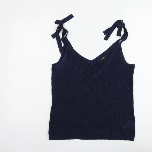 NEXT Womens Blue Cotton Basic Tank Size 12 V-Neck