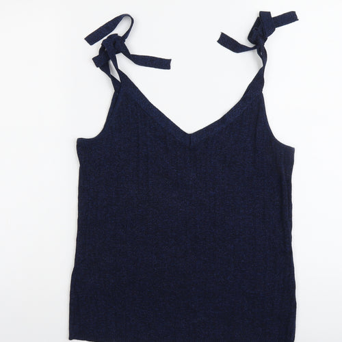 NEXT Womens Blue Cotton Basic Tank Size 12 V-Neck