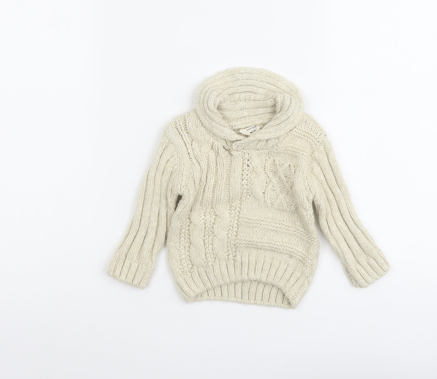 River Island Baby Beige Cotton Pullover Jumper Size 0-3 Months Pullover