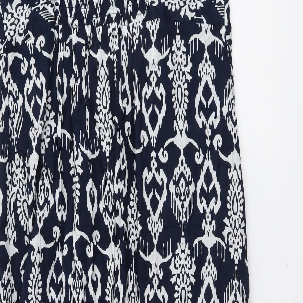 Marks and Spencer Womens Blue Geometric Cotton Maxi Size 18 Sweetheart Pullover