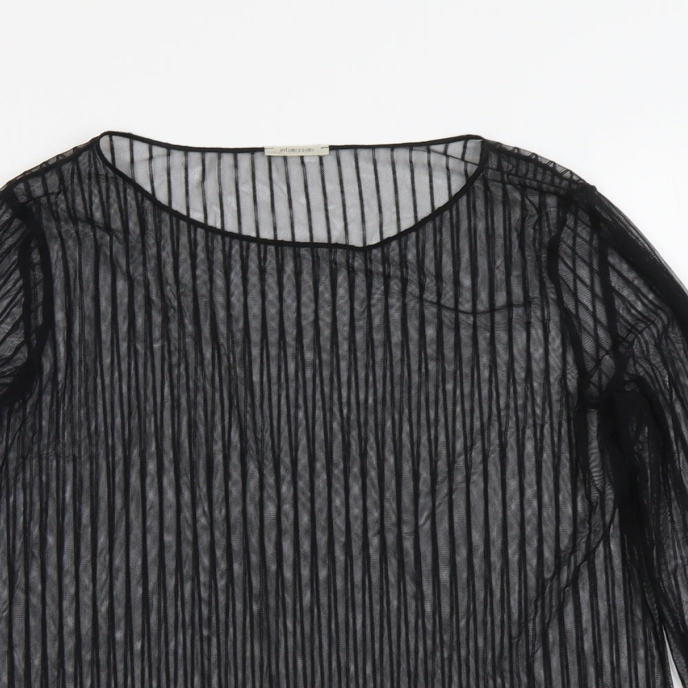 Intimissimi Womens Black Polyester Basic Blouse Size L Boat Neck