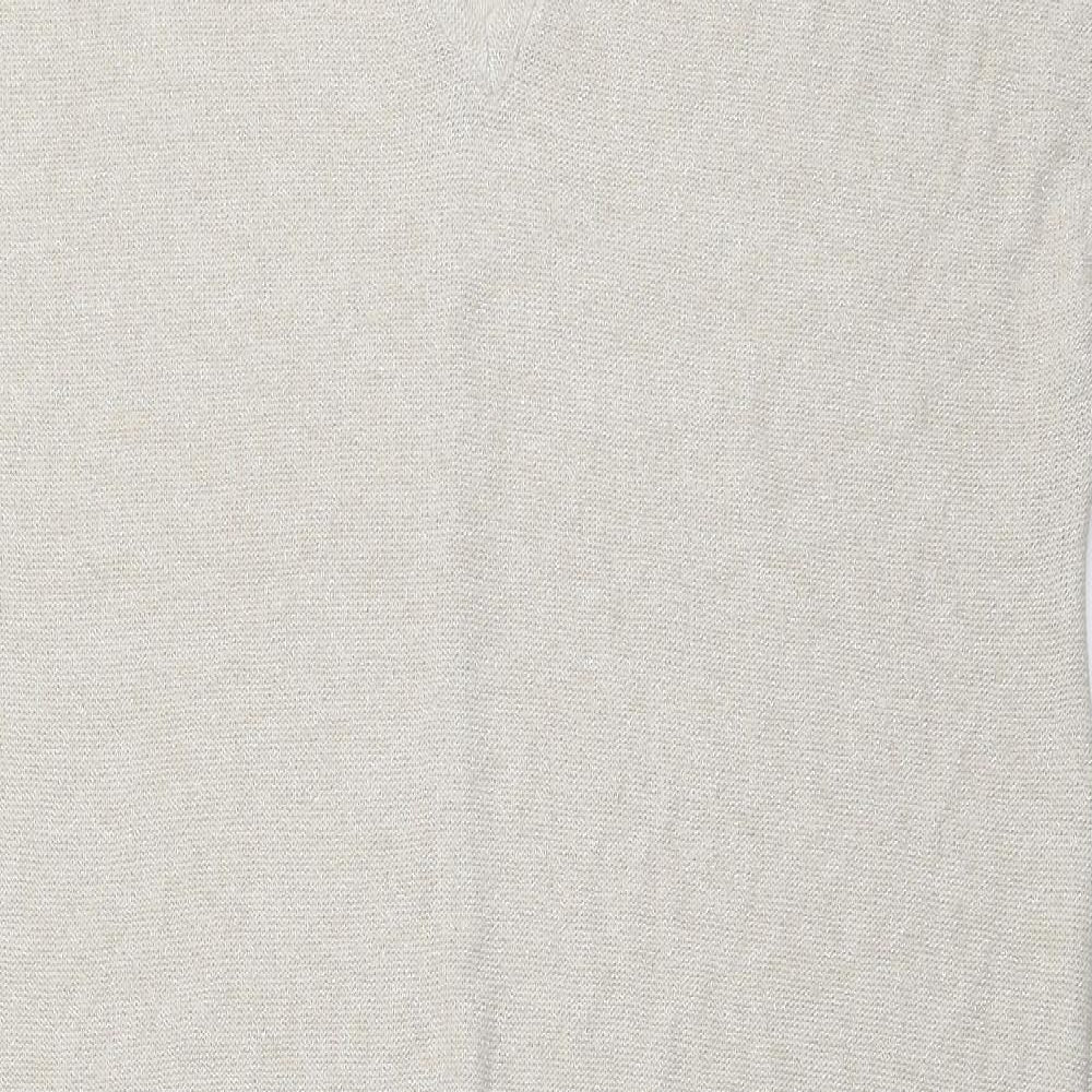 Zara Womens Gold Polyester A-Line Size S V-Neck Pullover