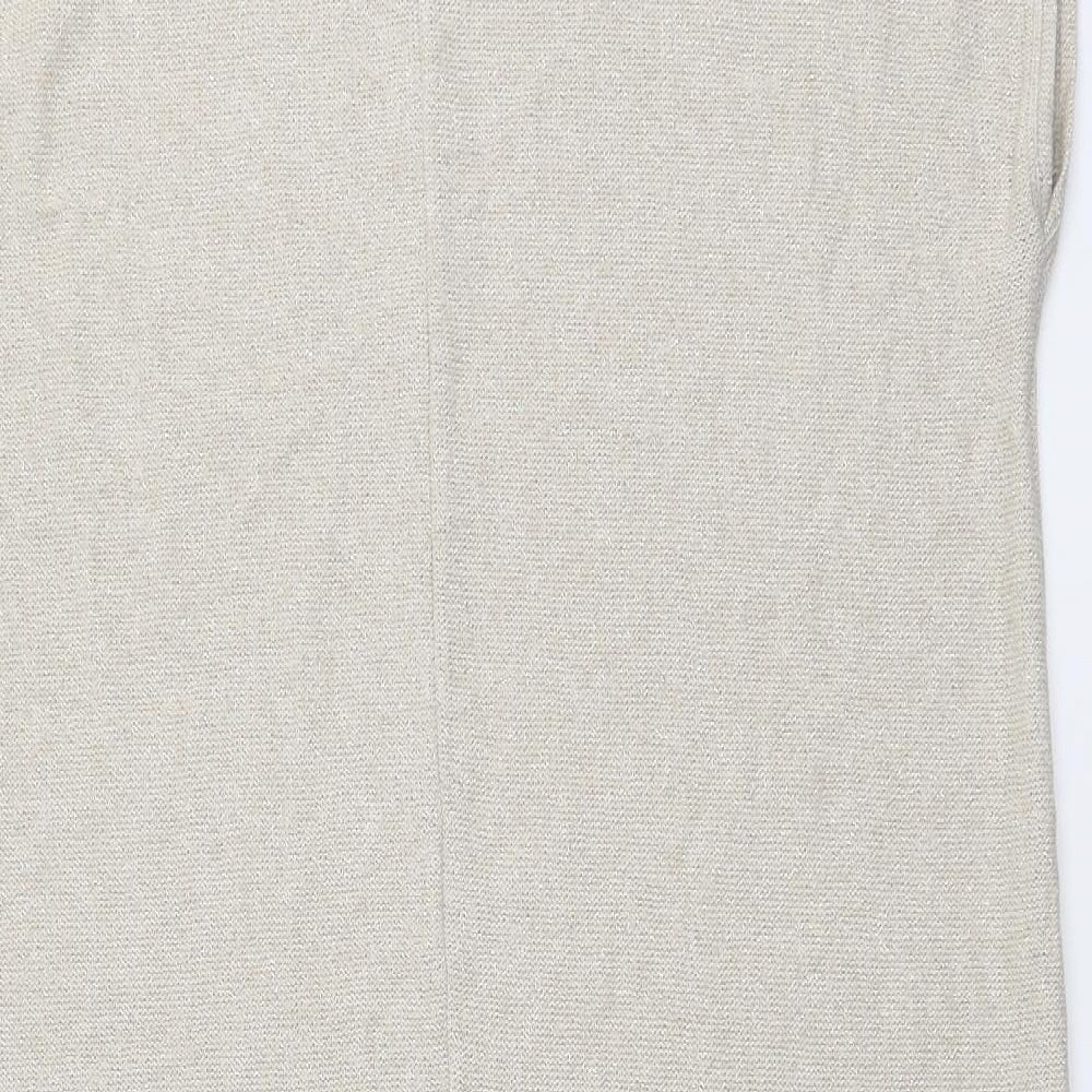 Zara Womens Gold Polyester A-Line Size S V-Neck Pullover