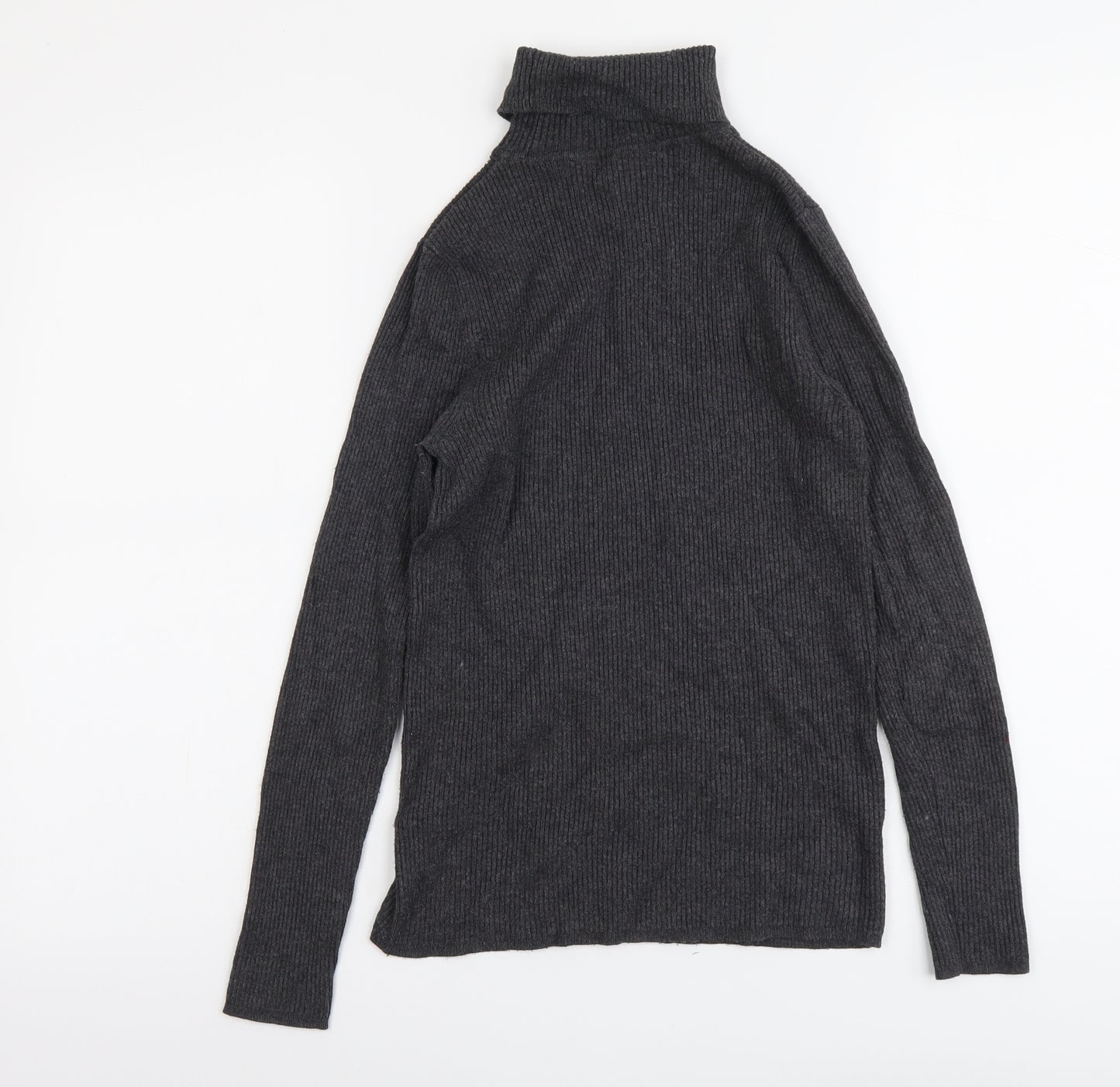 Marks and Spencer Womens Grey Roll Neck Viscose Pullover Jumper Size 10 - Ribbed