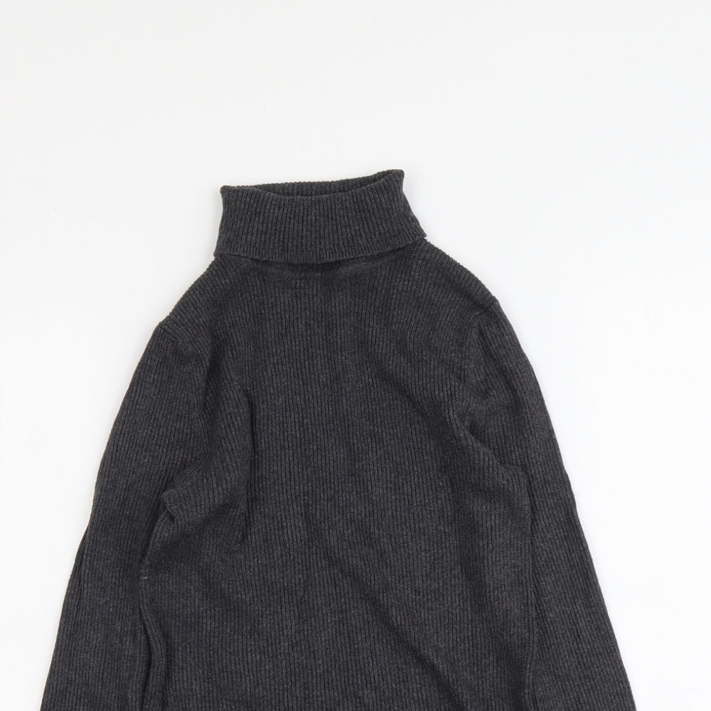 Marks and Spencer Womens Grey Roll Neck Viscose Pullover Jumper Size 10 - Ribbed