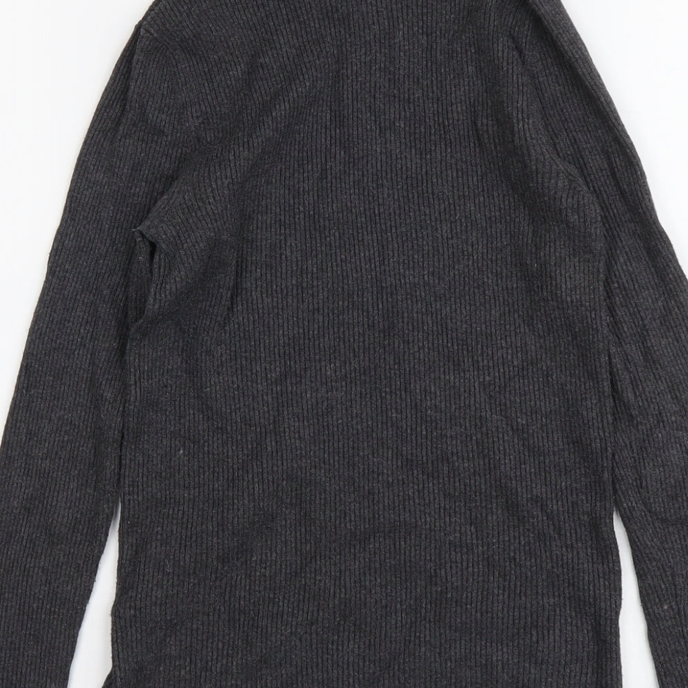 Marks and Spencer Womens Grey Roll Neck Viscose Pullover Jumper Size 10 - Ribbed