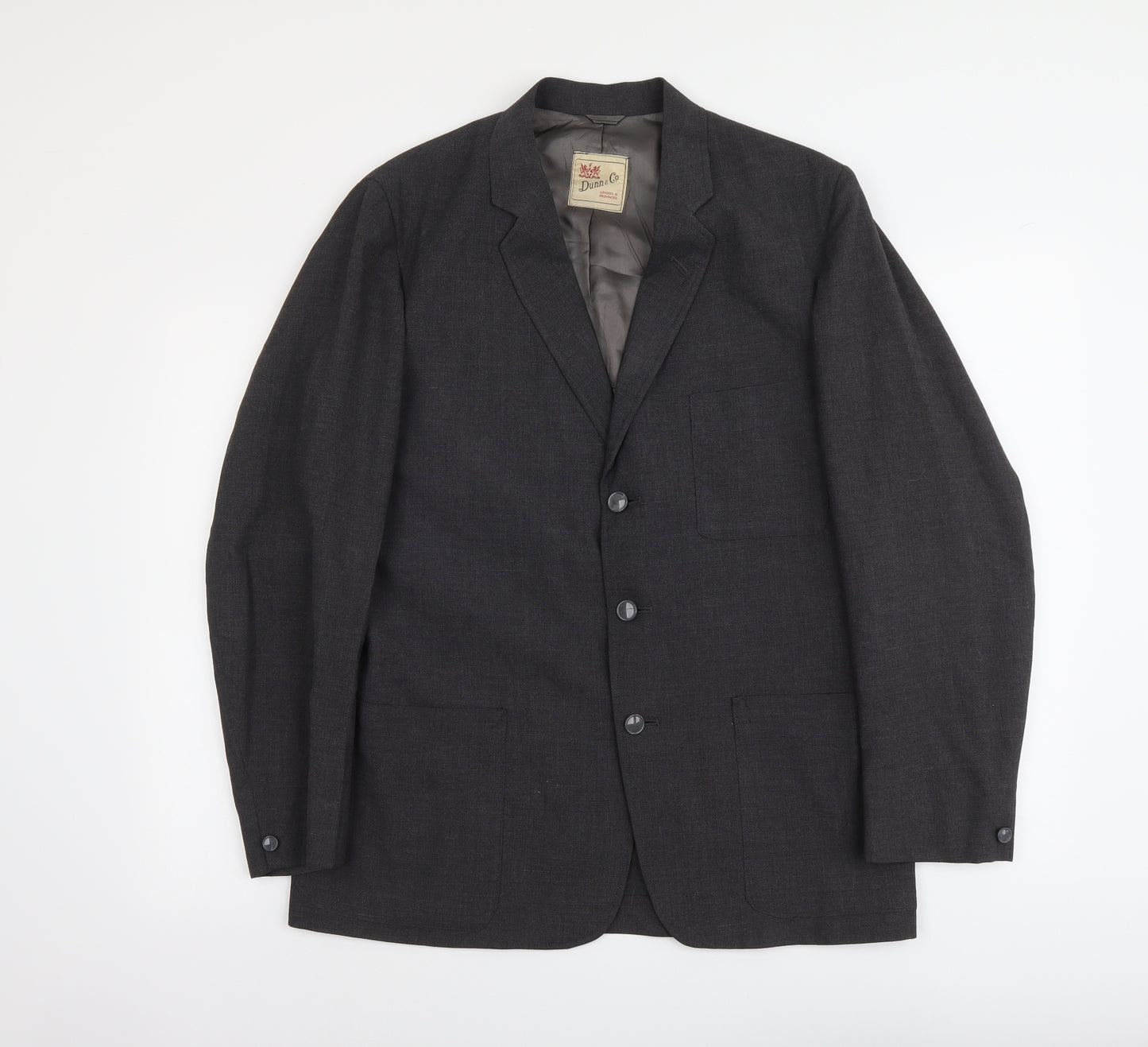 DUNN&CO Mens Grey Polyester Jacket Suit Jacket Size L Regular