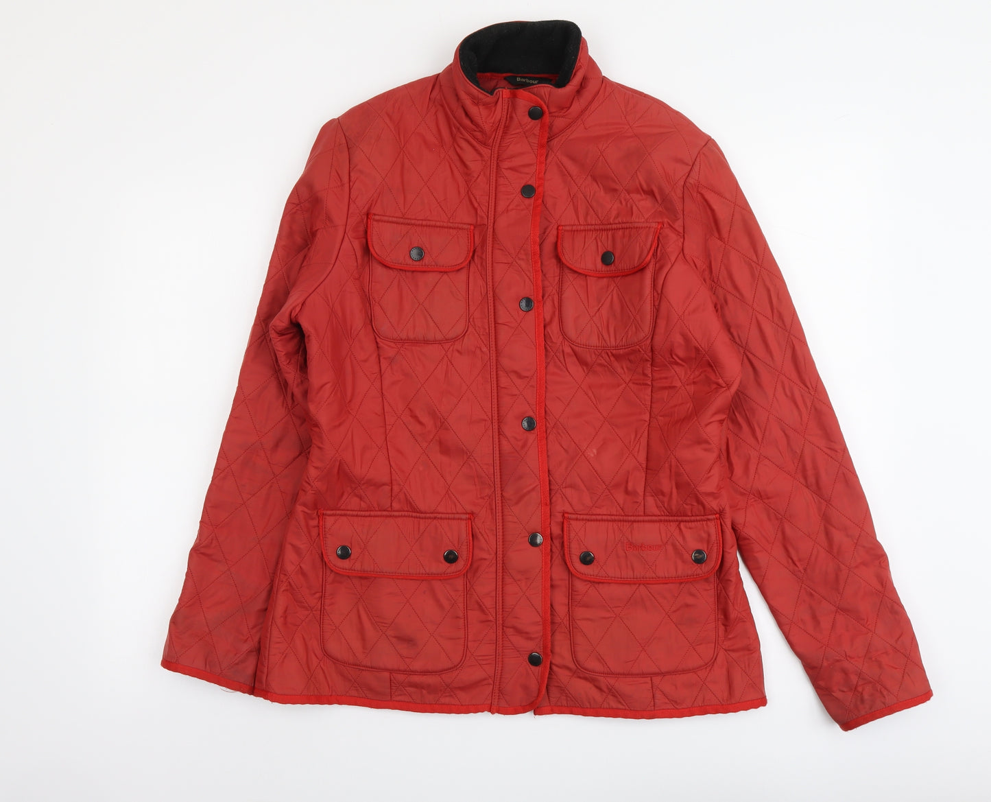 Barbour Womens Red Quilted Jacket Size 12 Zip