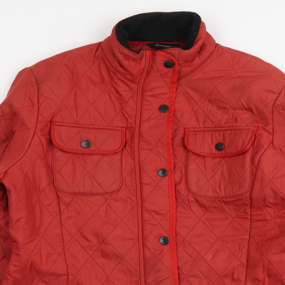 Barbour Womens Red Quilted Jacket Size 12 Zip