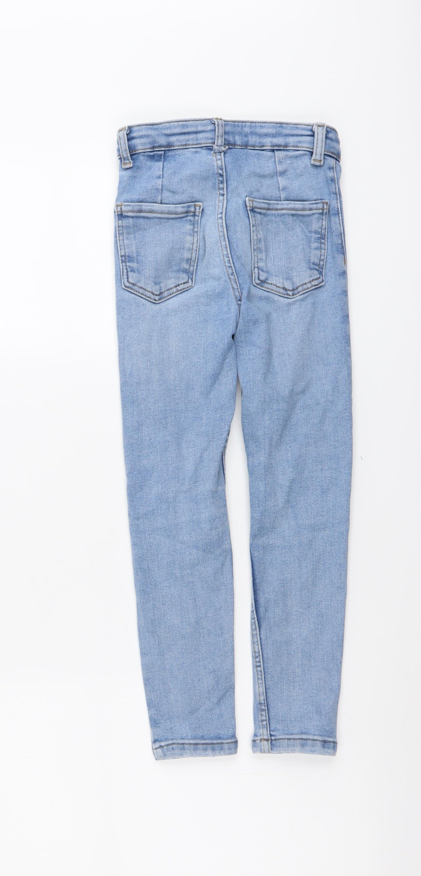 Zara Girls Blue Cotton Skinny Jeans Size 8 Years Regular Button