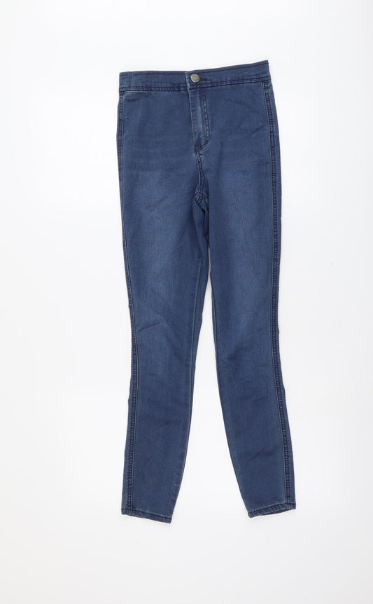 Front view of ASOS women’s blue cotton skinny jeans, size UK 24, in, 30-inch leg regular button