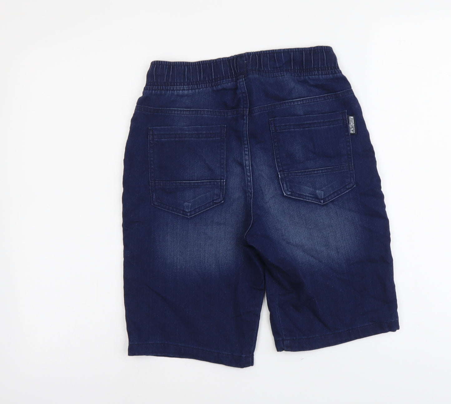 F&F Boys Blue Cotton Bermuda Shorts Size 12-13 Years Regular Drawstring