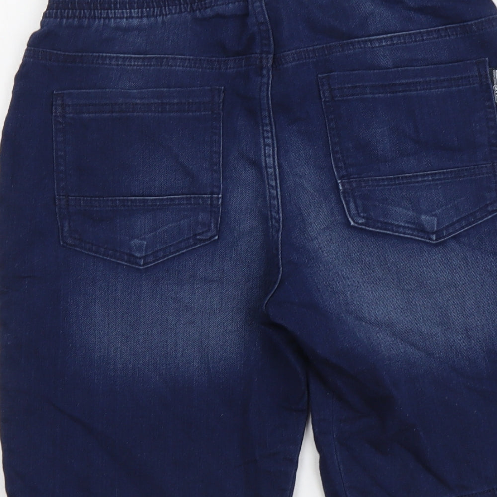 F&F Boys Blue Cotton Bermuda Shorts Size 12-13 Years Regular Drawstring