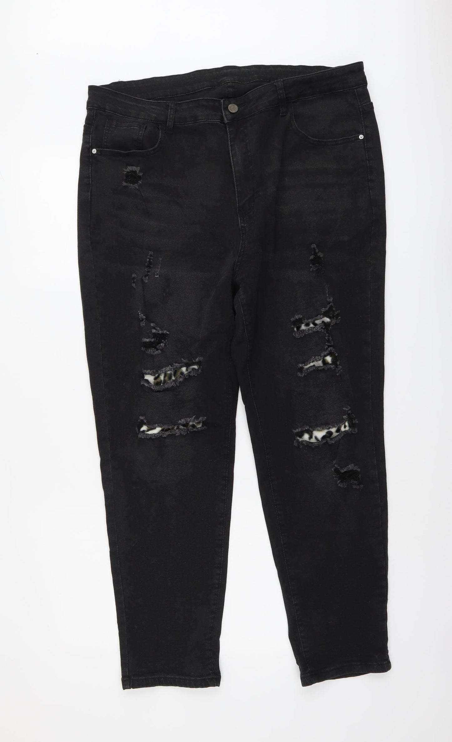SheIn Womens Black Cotton Tapered Jeans Size 3XL L27 in Regular Button