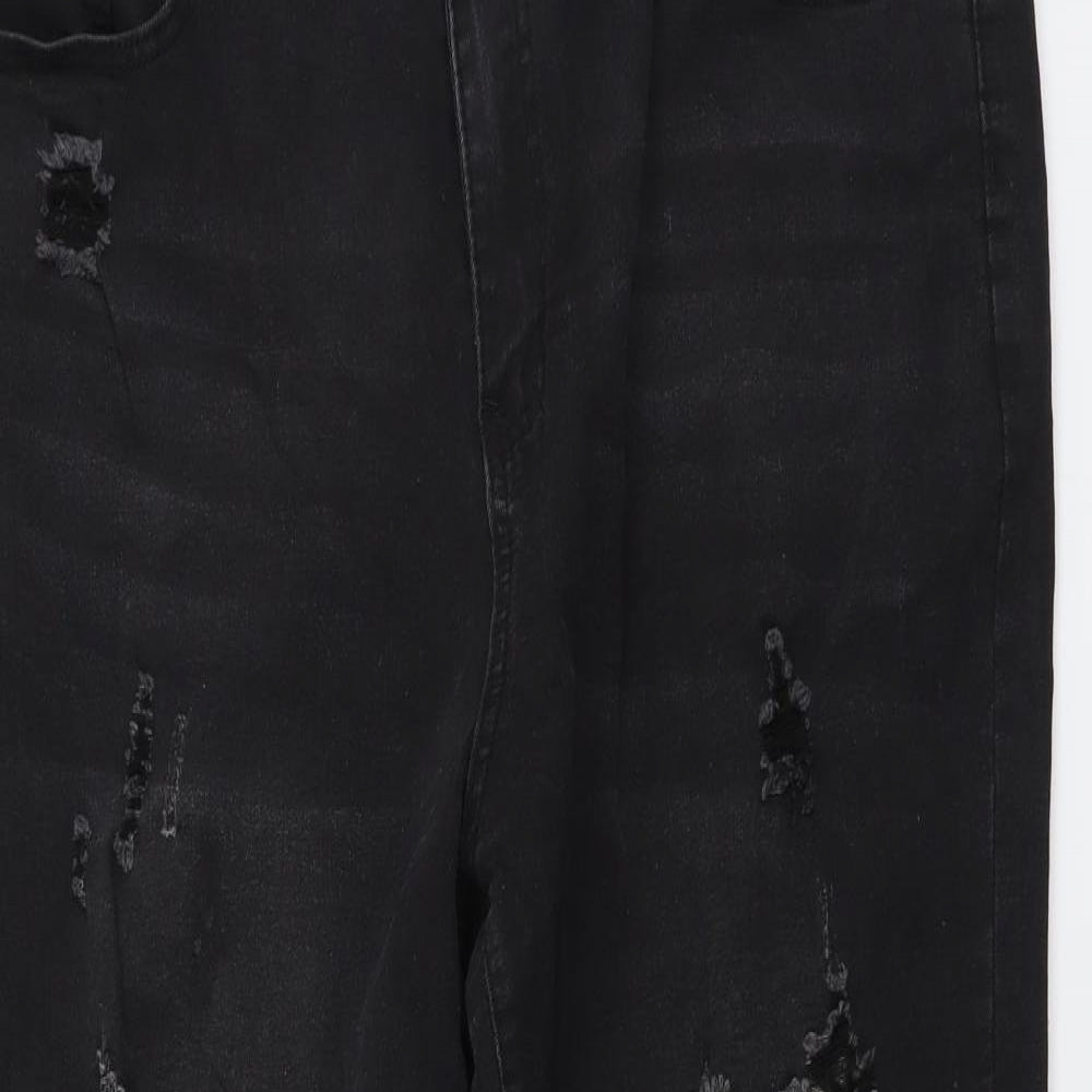 SheIn Womens Black Cotton Tapered Jeans Size 3XL L27 in Regular Button