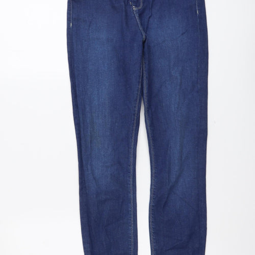 ASOS Womens Blue Herringbone Cotton Tapered Jeans Size 28 in L30 in Regular Button