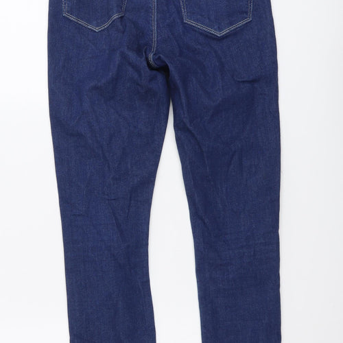 ASOS Womens Blue Herringbone Cotton Tapered Jeans Size 28 in L30 in Regular Button