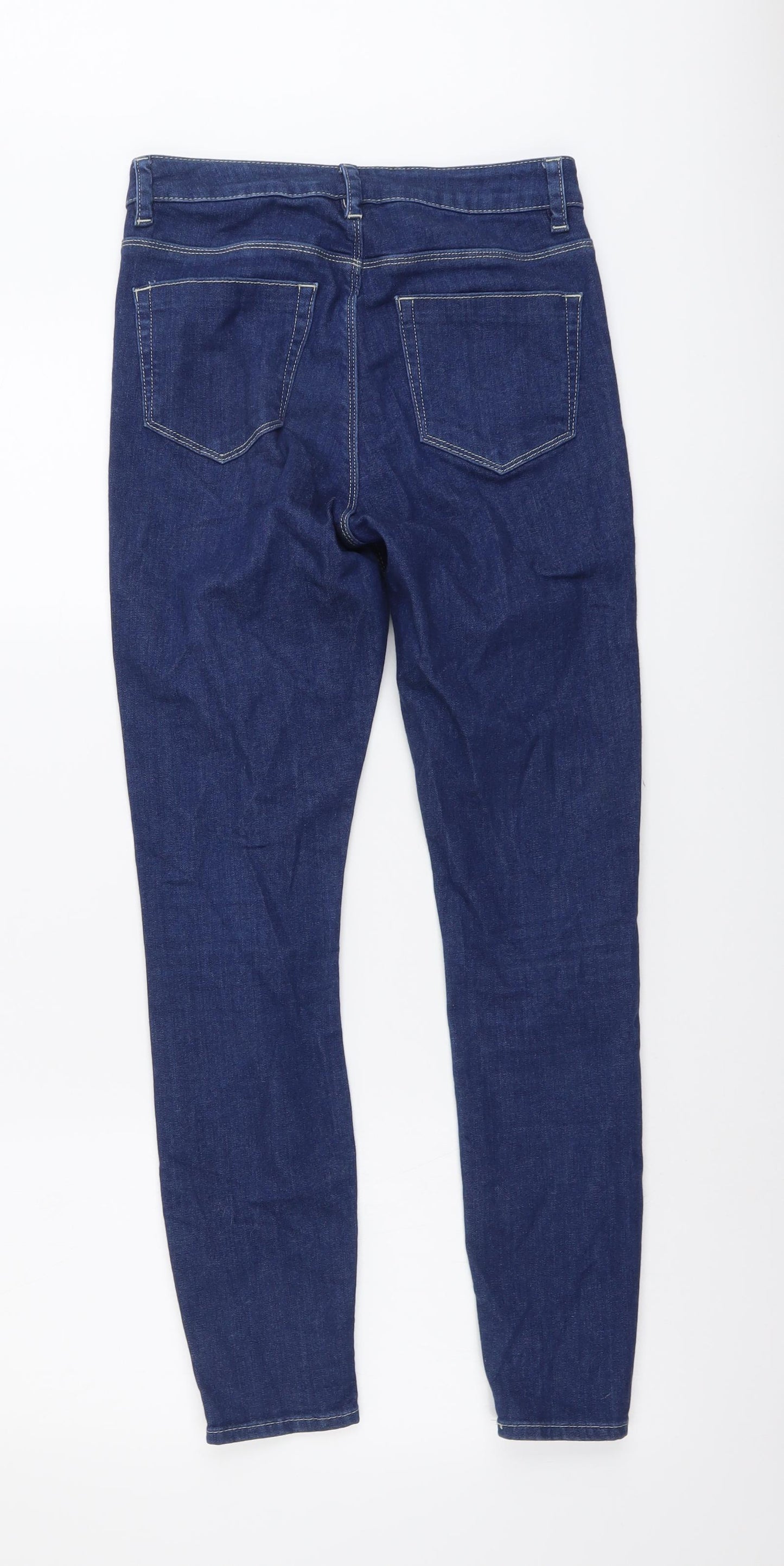 ASOS Womens Blue Herringbone Cotton Tapered Jeans Size 28 in L30 in Regular Button