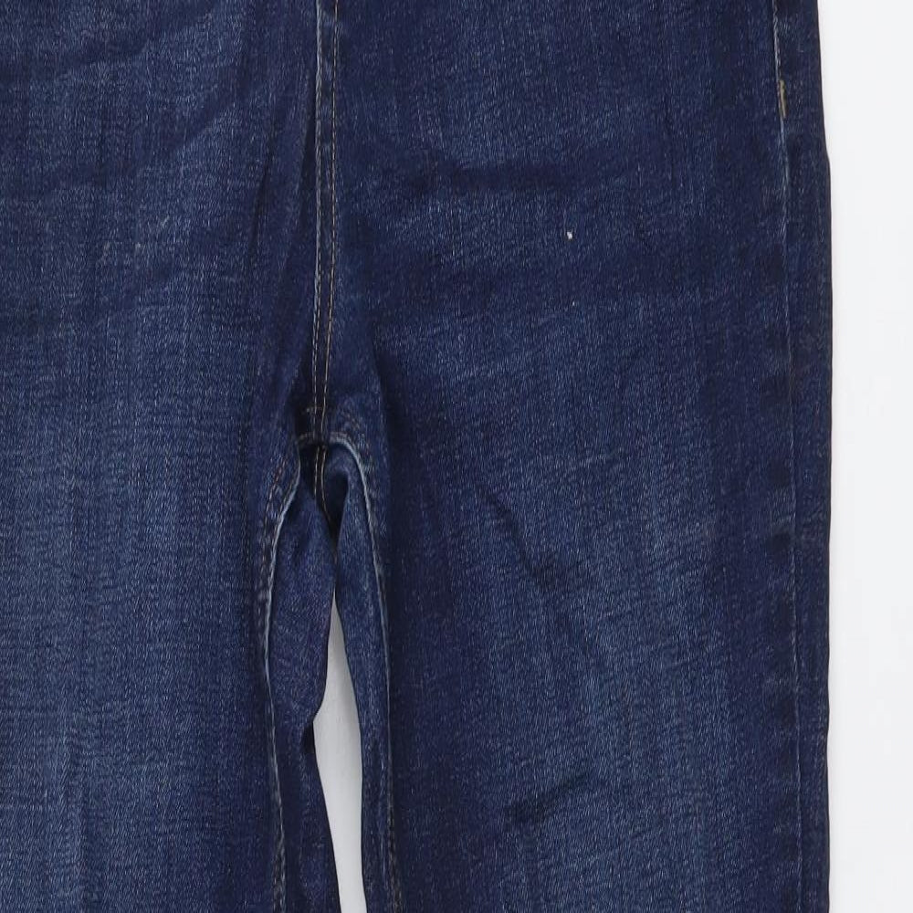 F&F Womens Blue Cotton Straight Jeans Size 14 L30 in Regular Button