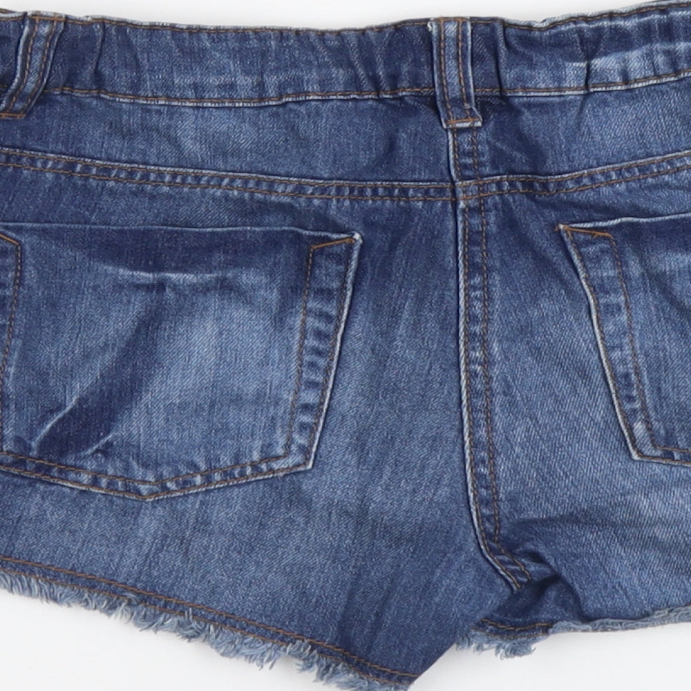 NEXT Girls Beige Cotton Hot Pants Shorts Size 12 Years Regular Zip