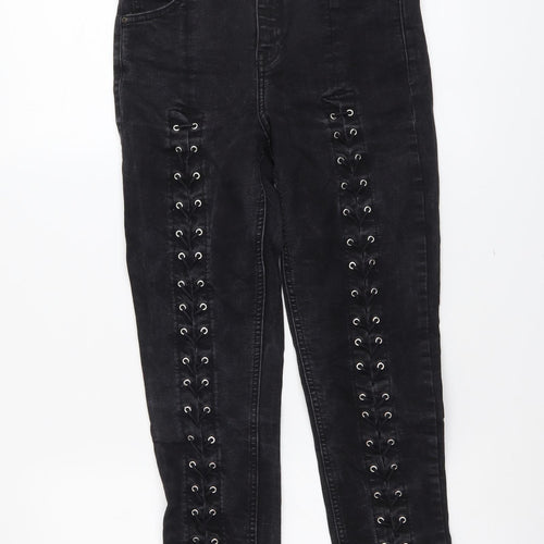 Topshop Womens Grey Cotton Skinny Jeans Size 28 in L27 in Regular Button