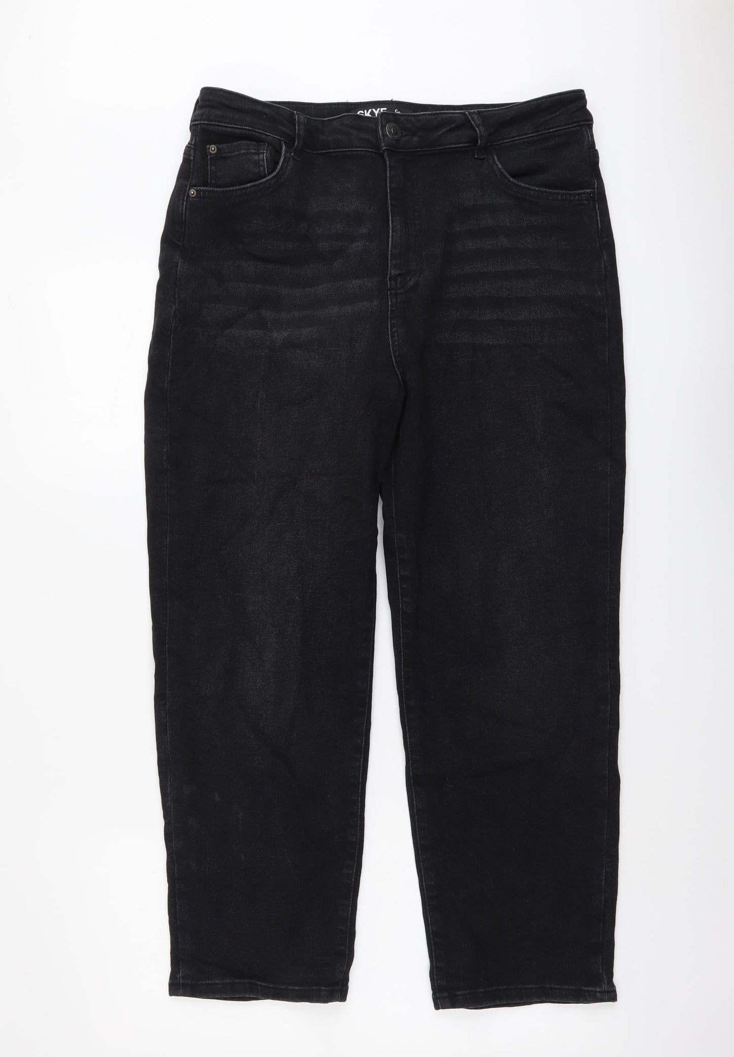 George Womens Black Cotton Straight Jeans Size 18 L26 in Regular Button