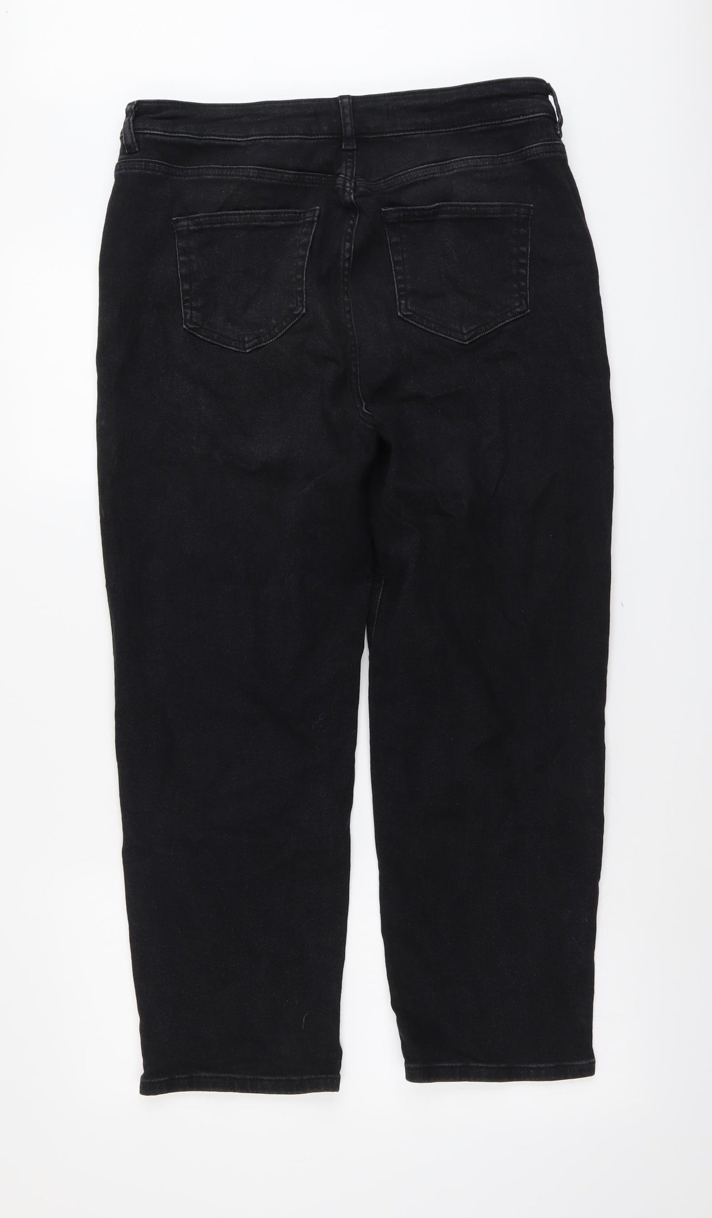 George Womens Black Cotton Straight Jeans Size 18 L26 in Regular Button
