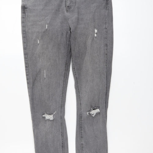 Denim & Co. Womens Grey Cotton Skinny Jeans Size 10 L29 in Regular Button