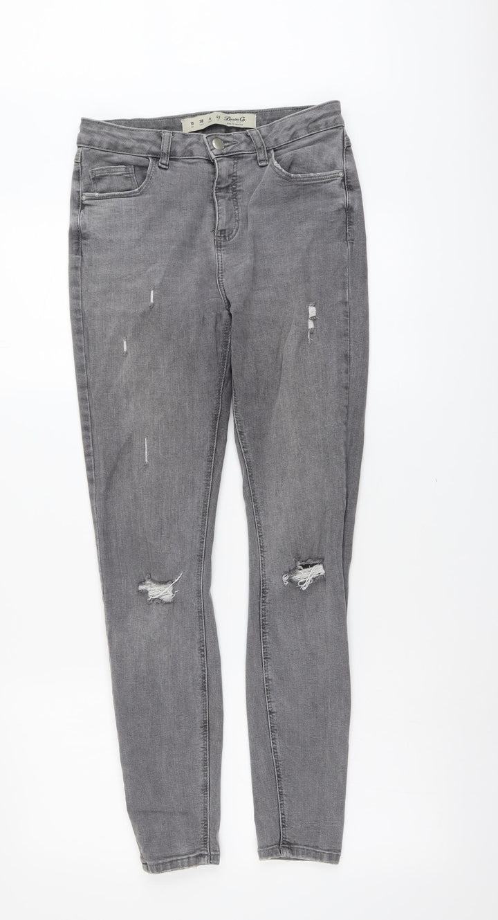 Denim & Co. Womens Grey Cotton Skinny Jeans Size 10 L29 in Regular Button