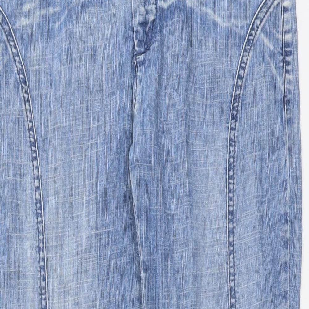 Per Una Womens Blue Cotton Straight Jeans Size 10 L26 in Regular Button