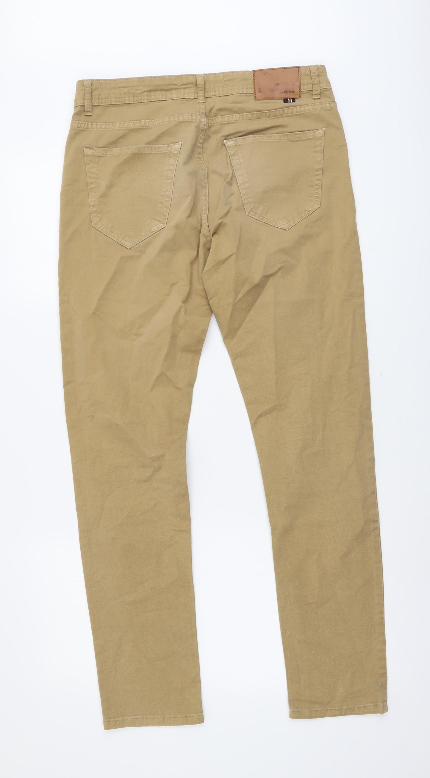 Zara Mens Brown Cotton Straight Jeans Size M Regular Button
