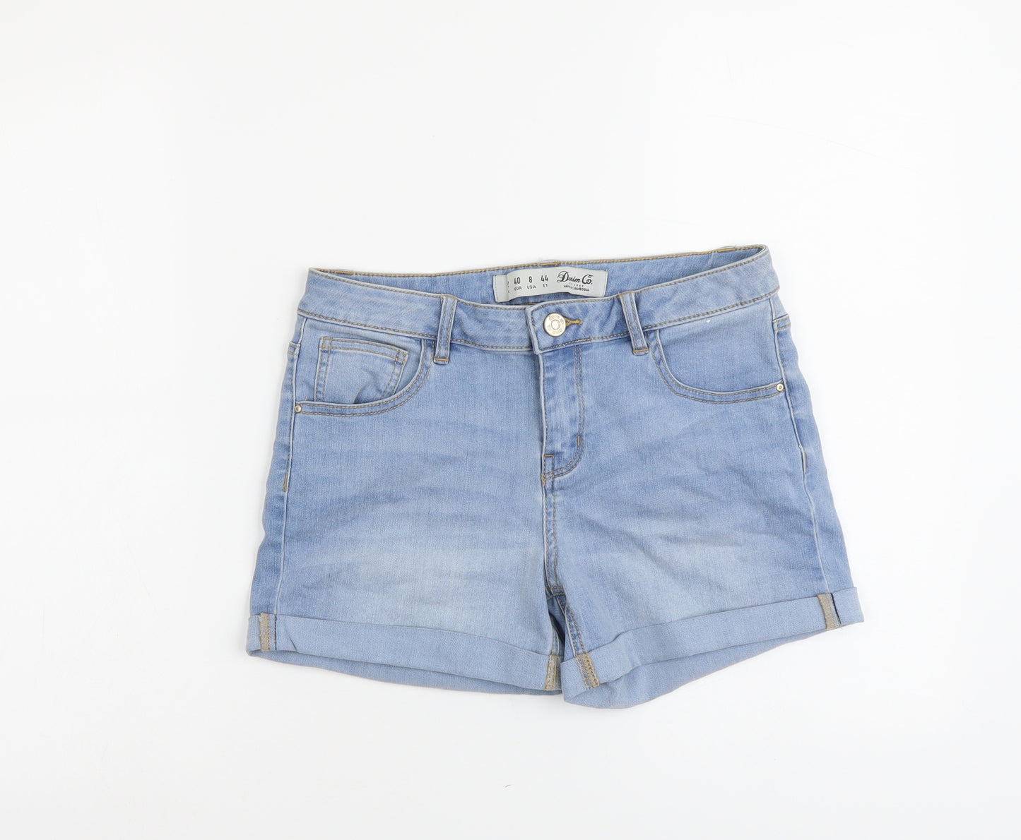 Denim & Co. Womens Blue Cotton Boyfriend Shorts Size 12 L4 in Regular Button