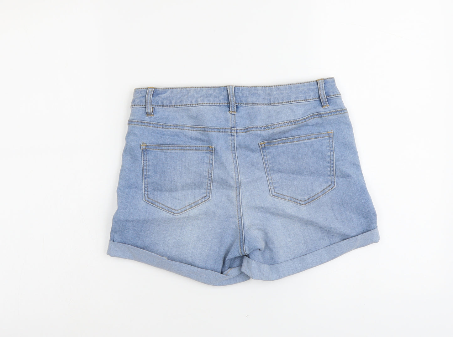 Denim & Co. Womens Blue Cotton Boyfriend Shorts Size 12 L4 in Regular Button