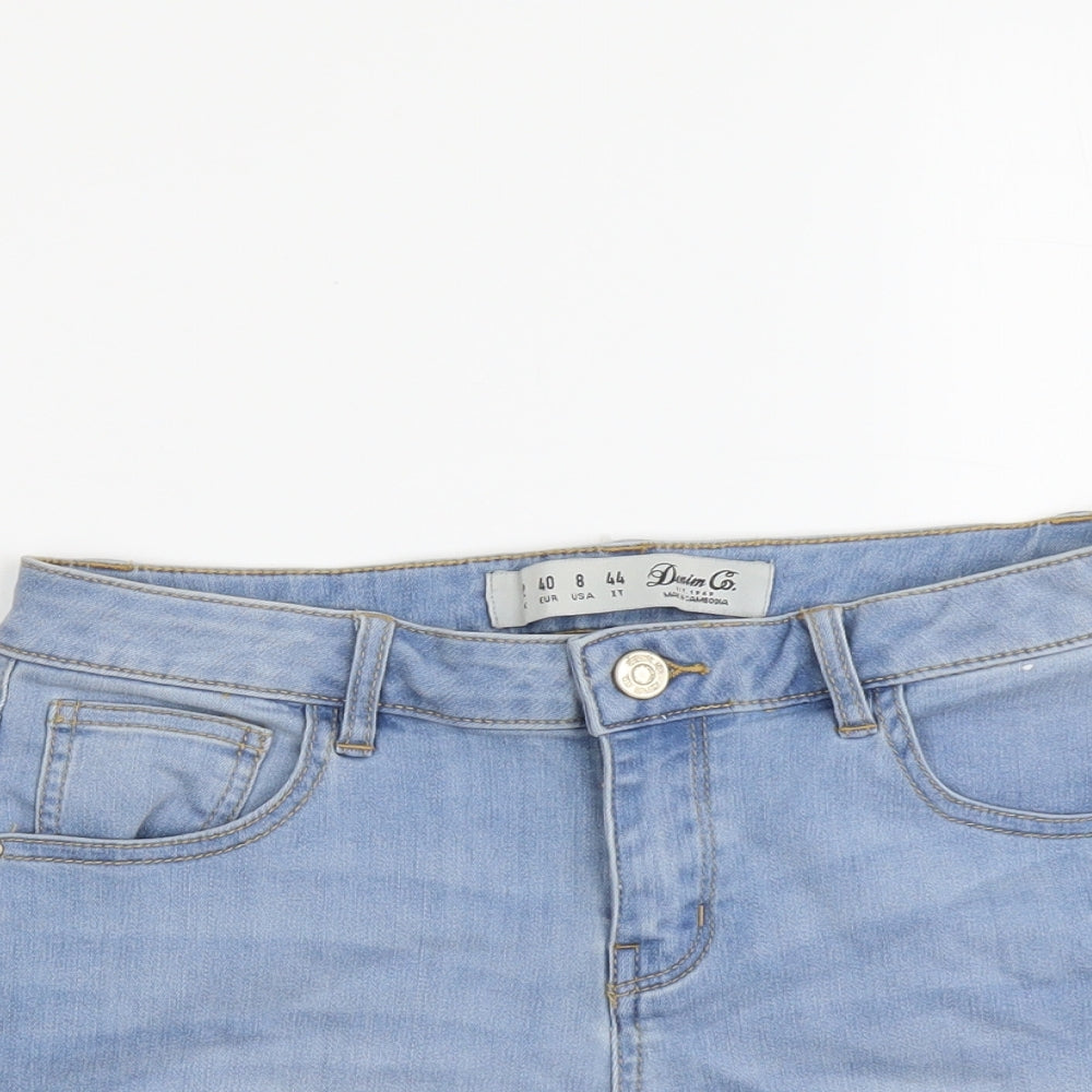 Denim & Co. Womens Blue Cotton Boyfriend Shorts Size 12 L4 in Regular Button